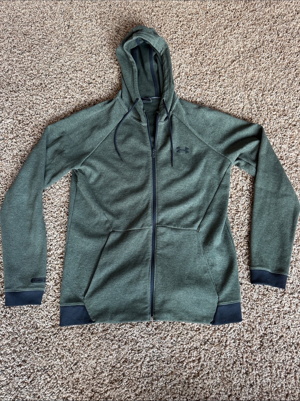 Under Armour Dark Olive Green Zip-Up Hoodie L